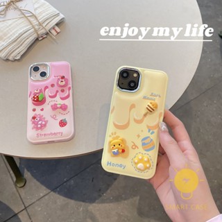 For เคสไอโฟน 14 Pro Max [Strawberry Honey 3D Sweet] เคส Phone Case For iPhone 14 Pro Max Plus 13 12 11 For เคสไอโฟน11 Ins Korean Style Retro Classic Couple Shockproof Protective TPU Cover Shell