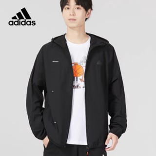 [พร้อมส่ง] Adidas ของแท้ 100% เสื้อแจ็กเก็ต ไนล่อน มีฮู้ด ปักลายโลโก้ มีซิป สําหรับผู้ชาย IA8135 IA8136