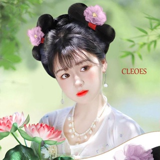 CLEOES กิ๊บติดผม ลายดอกไม้ ประดับโบว์ สไตล์จีน สําหรับเด็กผู้หญิง