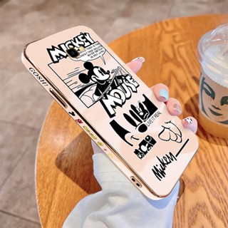 เคสโทรศัพท์มือถือแบบนิ่ม ขอบสี่เหลี่ยม ลายมิกกี้เมาส์ หรูหรา สําหรับ Samsung Galaxy J4 J6 Plus J7 Pro J5 J7 Prime 2017 J730