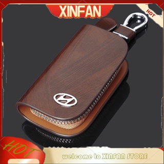 Xinfan เคสรีโมตกุญแจรถยนต์ หนังวัวแท้ มีซิป สําหรับ Hyundai Elantra Grand Starex Santa Fe Sonata Tucson Matrix Accent