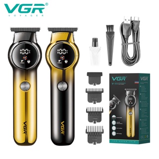 Vgr989 ใหม่ ปัตตาเลี่ยนไฟฟ้า จอแสดงผลดิจิทัล แบบดันหัวน้ํามัน โกนหนวด สําหรับผู้ชาย