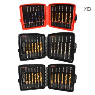 Nex ชุดดอกต๊าป ดอกสว่าน ก้านหกเหลี่ยม SAE 3-in-1 สําหรับเจาะ 13 ชิ้น