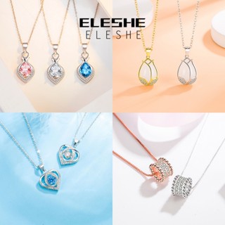 Eleshe Jewelry ของแท้ สร้อยคอเงิน 925 ประดับเพชรโมอิส เรียบง่าย สําหรับผู้หญิง M049