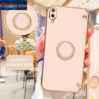 เคสโทรศัพท์มือถือ ลายต้นไม้ Gloden พร้อมขาตั้ง และสายคล้อง สําหรับ Vivo Y91C Y1S 1820 1929