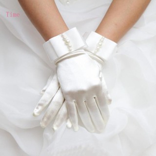Time 1920s ถุงมือผ้าซาติน สีพื้น สําหรับปาร์ตี้