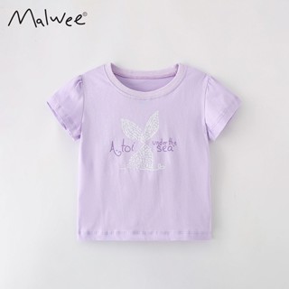 พร้อมส่ง เสื้อยืดลําลอง แขนสั้น คอกลม พิมพ์ลาย malwee แฟชั่นฤดูร้อน สไตล์ยุโรป อเมริกัน สําหรับเด็กผู้หญิง -0718