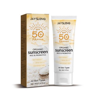 Jaysuing Spf50 Probiotic Rice Organic Sunscreen Isolation Uv Refreshing Lightweight Oil Control Facial Body Sunlock 40g Face Care