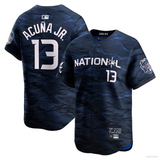 Qy 2023-2024 เสื้อคาร์ดิแกนเบสบอล ลาย All Star Jersey Ronald Acuna Jr Button Down สําหรับผู้ชาย