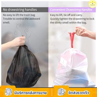 KUDSUN ถุงขยะ ถุงขยะมีหูหิ้ว มีหูสำหรับหิ้วถือหรือผูกมัดเพื่อทิ้ง สะดวกในการใช้ ไม่เลอะเทอะ ขนาด 18x20"