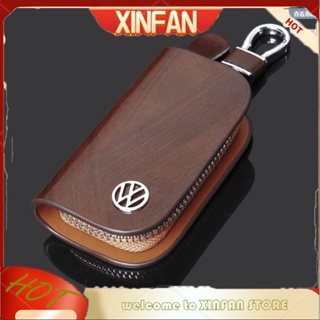 Xinfan เคสรีโมตกุญแจรถยนต์ หนังวัวแท้ มีซิป พร้อมกระเป๋าสตางค์ สําหรับ Volkswagen VW PASSAT B8 B5 Golf 4 5 6 7 MK Polo Jetta Tiguan CC