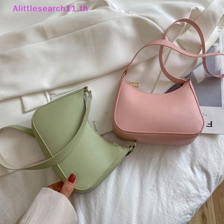 Alittlesearch11 กระเป๋าสะพายไหล่ กระเป๋าถือ สีพื้น แฟชั่นสําหรับสตรี