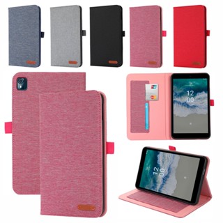 เคสแท็บเล็ต หนัง Pu แบบฝาพับ กันกระแทก พร้อมขาตั้ง พับได้ สีพื้น สําหรับ Nokia T10 8.0 นิ้ว