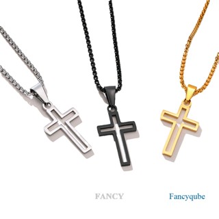 Fancy สร้อยคอยาว จี้ไม้กางเขน โลหะ 3 สี สไตล์ฮิปฮอป พังก์ เครื่องประดับ สําหรับผู้ชาย ผู้หญิง