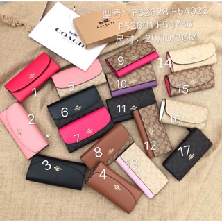 Pop slim envelope Wallet F52628 52601 53763 กระเป๋าสตางค์ผู้หญิง แท้ COAC H ซิปยาว พับหลายแบบ หลายสไตล์