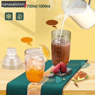 Nanasn| ขวดเขย่า พลาสติก ขนาด 350 มล. 500 มล. 700 มล. 1000 มล. สําหรับค็อกเทล ไวน์ เครื่องดื่ม N6U7