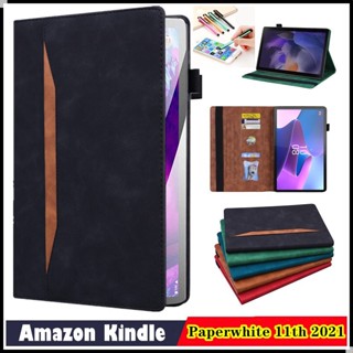 เคสหนัง ฝาพับ พร้อมช่องใส่ปากกา กันกระแทก สําหรับ Amazon All-new Kindle Paperwhite รุ่น 11 2021