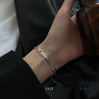 Ygt สร้อยข้อมือโซ่ สีขาว สีทอง สไตล์เรโทร แฟชั่นเรียบง่าย สําหรับผู้หญิง 1 ชิ้น