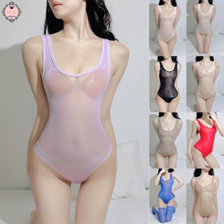 Women Oil Shiny Glossy Sexy Lingerie High Cut Leotard Bikini Thong Bodysuit