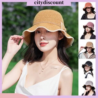 &lt;citydiscount&gt; หมวกปีกหยัก ถักโครเชต์ แฮนด์เมด ระบายอากาศ ไม่ยัดไส้ กันแดด สําหรับผู้หญิง