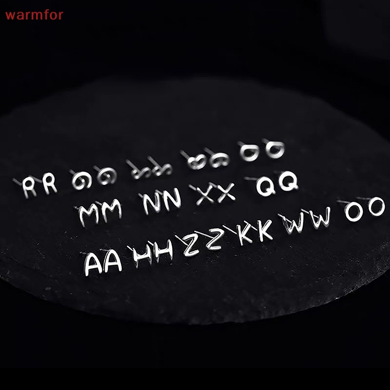 (warmfor) ต่างหูสตั๊ด จี้ตัวอักษร A-Z ขนาดเล็ก 26 ตัว เรียบง่าย เครื่องประดับแฟชั่น สําหรับผู้หญิง ของขวัญ 1 คู่