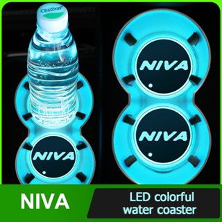 แผ่นรองแก้วน้ํา มีไฟ Led สีสันสดใส สําหรับรถยนต์ NIVA