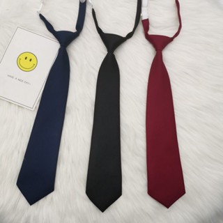 Tie Lazy JK เนคไท ขนาดเล็ก ฟรี สีดํา ไวน์แดง น้ําเงิน น้ําเงิน ทึบ เวอร์ชั่นเกาหลี นักเรียน สไตล์พื้นฐาน เครื่องแบบนักเรียน อุปกรณ์ชั้นเรียน