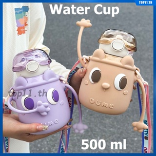 500ml Stainless Steel Insulated Bottle For Kids Childrens Bpa Free Cartoon Cute Thermos Cup Food Grade Water Cup Crossbody Portable Portable นักเรียนประถม Summer Winter (top11.th.)