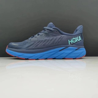 ใหม่ HOKA ONE ONE Clifton 8 รองเท้าผ้าใบ รองเท้าวิ่ง ดูดซับแรงกระแทก สีน้ําเงินกรมท่า 0FXL 2023