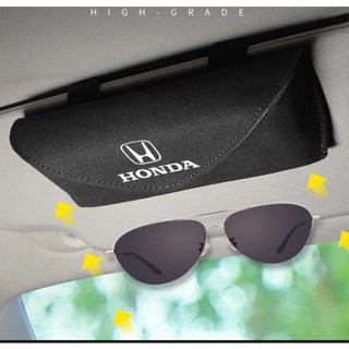 HONDA LOGO car sun visor hollow design glasses clip N-WGN SHUTTLE N-BOX BRIO AMAZE Fit City Civic type-r cr-v br-v ODYSSEY freed pilot n7x Accord interior modification sunglasses business card leather material multifunctional storage box