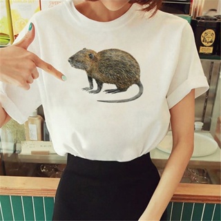 เสื้อยืด พิมพ์ลายกราฟฟิค มังงะ Nutria สไตล์ฮาราจูกุ สตรีท สําหรับผู้หญิง y2k