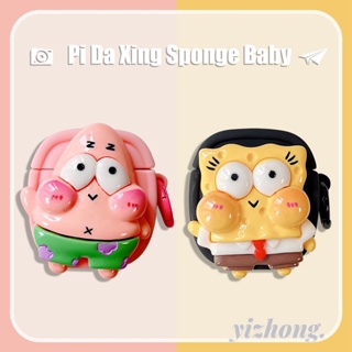 เคสหูฟังซิลิโคนนิ่ม กันกระแทก ลาย Spongebob Patrick Star พร้อมแหวนคล้อง กันหาย สําหรับ Airpods Pro 2 3 1