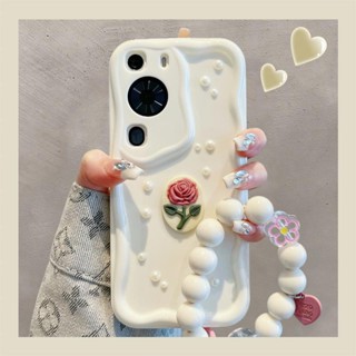 [พร้อมส่ง] เคสโทรศัพท์มือถือนิ่ม ลายดอกบัว สีชมพู ประดับมุก สามมิติ เรียบง่าย สําหรับ Huawei p60pro p40pro p50pro nova10 987SE65 80 70 60 50