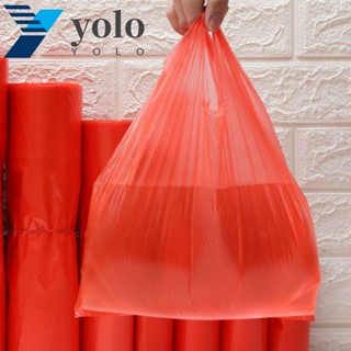 Yolo ถุงพลาสติก กันน้ํา สีแดง สําหรับใส่อาหาร ซูเปอร์มาร์เก็ต ช้อปปิ้ง