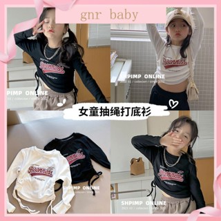 🍓GNR BABY🫐เสื้อยืดแขนยาว พิมพ์ลาย สไตล์เกาหลี สําหรับเด็กผู้หญิง อายุ 3-12 ปี