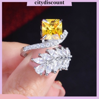 &lt;citydiscount&gt; แหวนแฟชั่น รูปใบไม้ ปรับได้ สําหรับผู้หญิง งานแต่งงาน