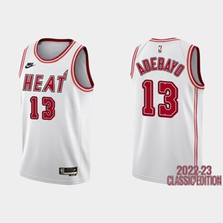 เสื้อกีฬาบาสเก็ตบอล 23 Miami Heat Retro สีขาว #22 ลูกบาสเก็ตบอล 13 14 Au Hot Press Version