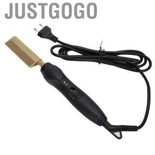 Justgogo Hot Comb Hair Straightener  Press Brush for Beard