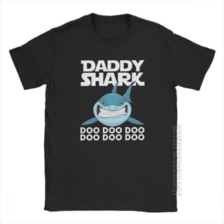 เสื้อยืด ผ้าฝ้าย 100 ขนาดใหญ่ พิมพ์ลาย Daddy Shark Doo Doo Fathers Day สไตล์วินเทจ สําหรับผู้ชาย