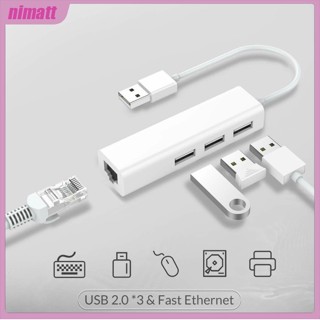 Ni 3 Usb Port Hub Rj - 45 Lan การ์ดเครือข่าย Usb To Ethernet อะแดปเตอร์สายเคเบิ้ล