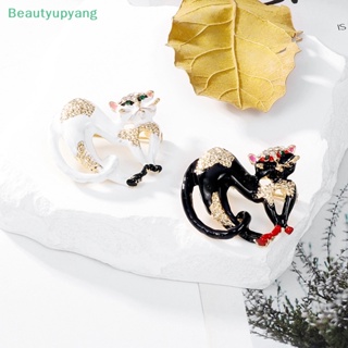 [Beautyupyang] เข็มกลัดแฟชั่น รูปแมว ประดับเพชร กันหล่น สร้างสรรค์ เซ็กซี่ สําหรับผู้หญิง