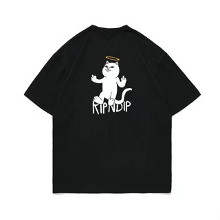 พร้อมส่ง RIPNDIP เสื้อยืดแขนสั้น พิมพ์ลายแมว ทรงหลวม ระบายอากาศ สไตล์ยุโรป และอเมริกา แฟชั่นฤดูร้อน สําหรับผู้ชาย และผู้หญิง