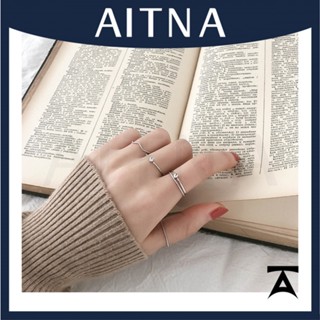 Aitna แหวนคริสตัลน่ารัก วางซ้อนกันได้ สีทอง สําหรับผู้หญิง วัยรุ่น 5 ชิ้น ต่อชุด