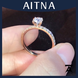 Aitna Cubic Zirconia แหวนหมั้นแต่งงาน รูปหัวใจ ประดับเพชร ปรับได้ สีเงิน สําหรับผู้หญิง วันวาเลนไทน์ วันครบรอบ