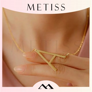 Metiss สร้อยคอ จี้ตัวอักษร ขนาดใหญ่ ชุบทอง 18K