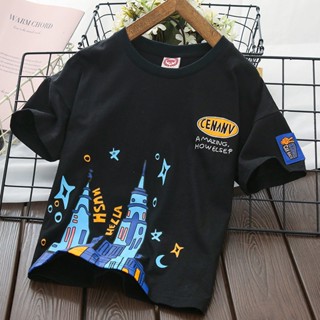 (พร้อมส่ง) เสื้อยืดแขนสั้น ผ้าฝ้าย 100% สไตล์ใหม่ สําหรับเด็กผู้ชาย 2023