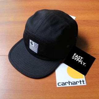 Carhartt หมวกแก๊ป 5 แผง สีดํา สําหรับผู้ชาย และผู้หญิง