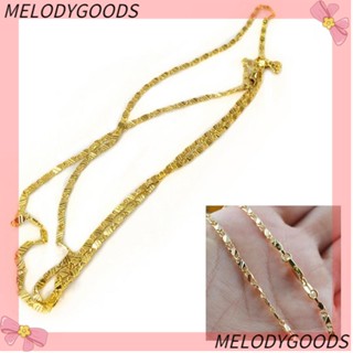 Melodg สร้อยคอโซ่ สีเหลือง ทอง 16-30 นิ้ว 18K เครื่องประดับแฟชั่น สําหรับผู้ชาย ผู้หญิง