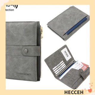 Hecceh RFID ปกหนังสือเดินทาง มัลติฟังก์ชั่น แบบพกพา หนัง จัดระเบียบเอกสาร