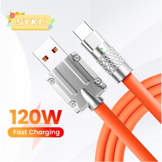 ตัวหนา2เมตร 120W 6A Super Fast Charge Type-C Liquid ซิลิโคนสาย PD USB สาย Micro USB สำหรับ IO-S Android